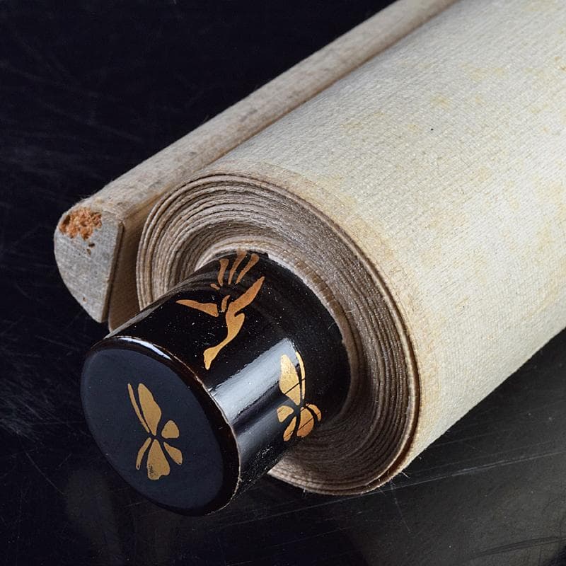 掛軸　文也画　山水図　山脇充夫　勅題海上雲遠書讃　絹本三幅　共箱　D　R9359