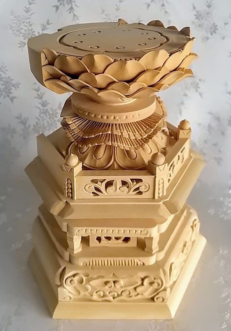 台座のみ 坐像用#543 背切 六角 木彫 仏像付属品