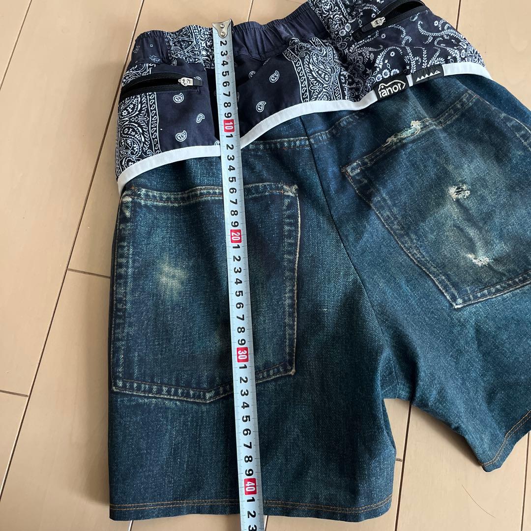 【MMA×ranor】デニム＆バンダナ＆カモフラ　ランニングショートパンツ