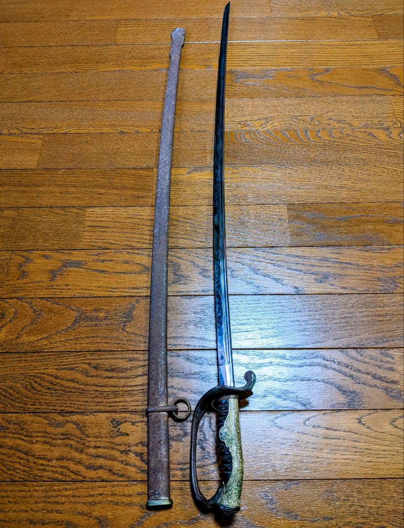 【当時物】旧日本軍 帝国陸軍 軍刀 指揮刀 模造刀 模造刀身 サーベル型95cm