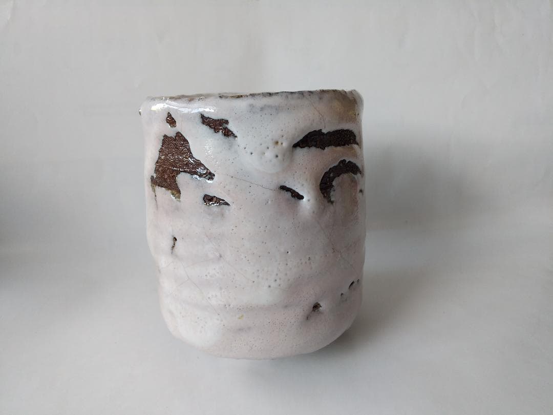 萩焼 茶碗 北浜山 御台場窯 渋谷泥詩 白萩 筒茶碗 共箱 共布 抹茶碗 新品