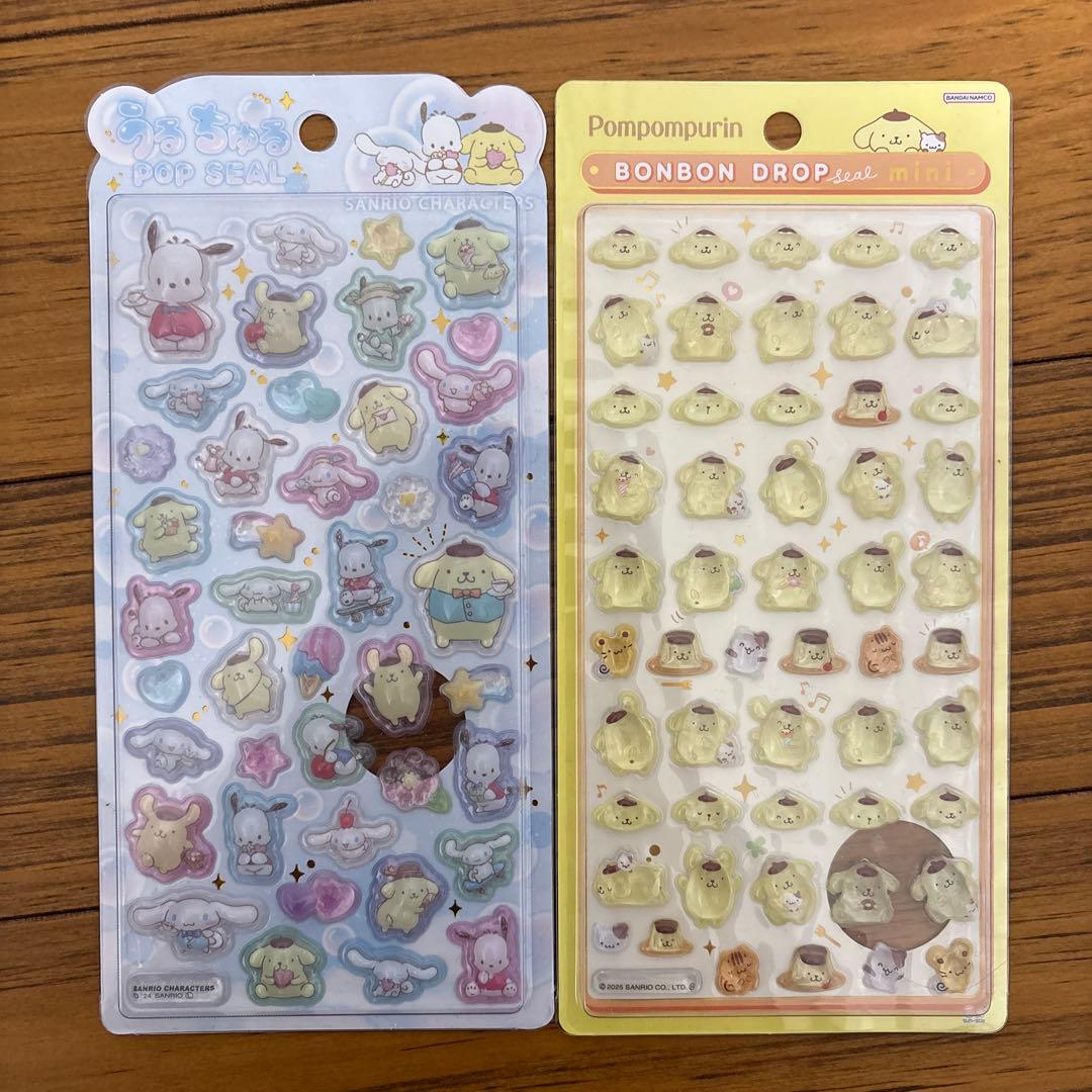 ボンボンドロップシール、コットンパフィシール　正規品サンリオ&たまごっち12種類