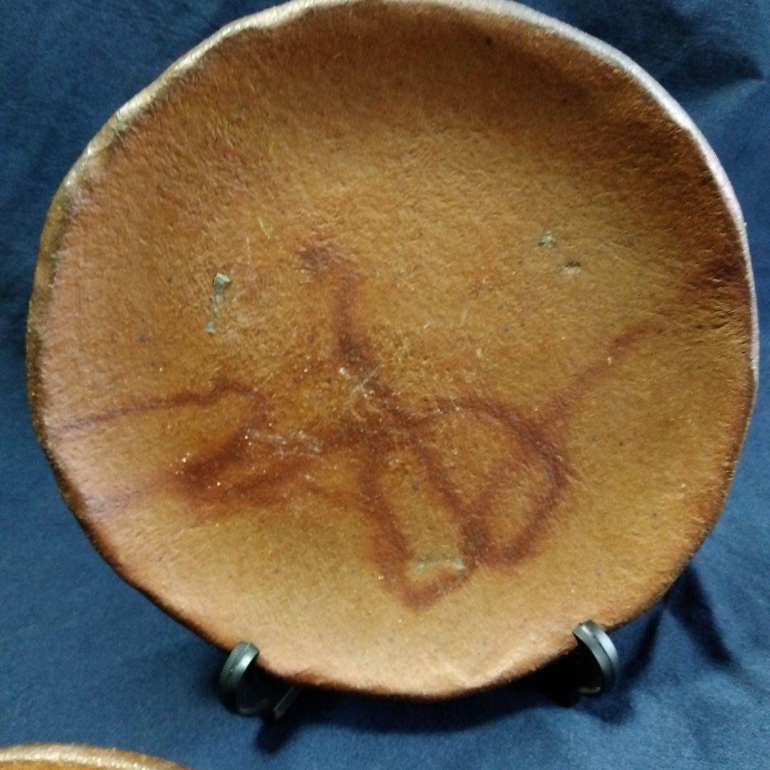 作家物　備前焼　平皿3枚　約２２．５ｃｍ　焼き物