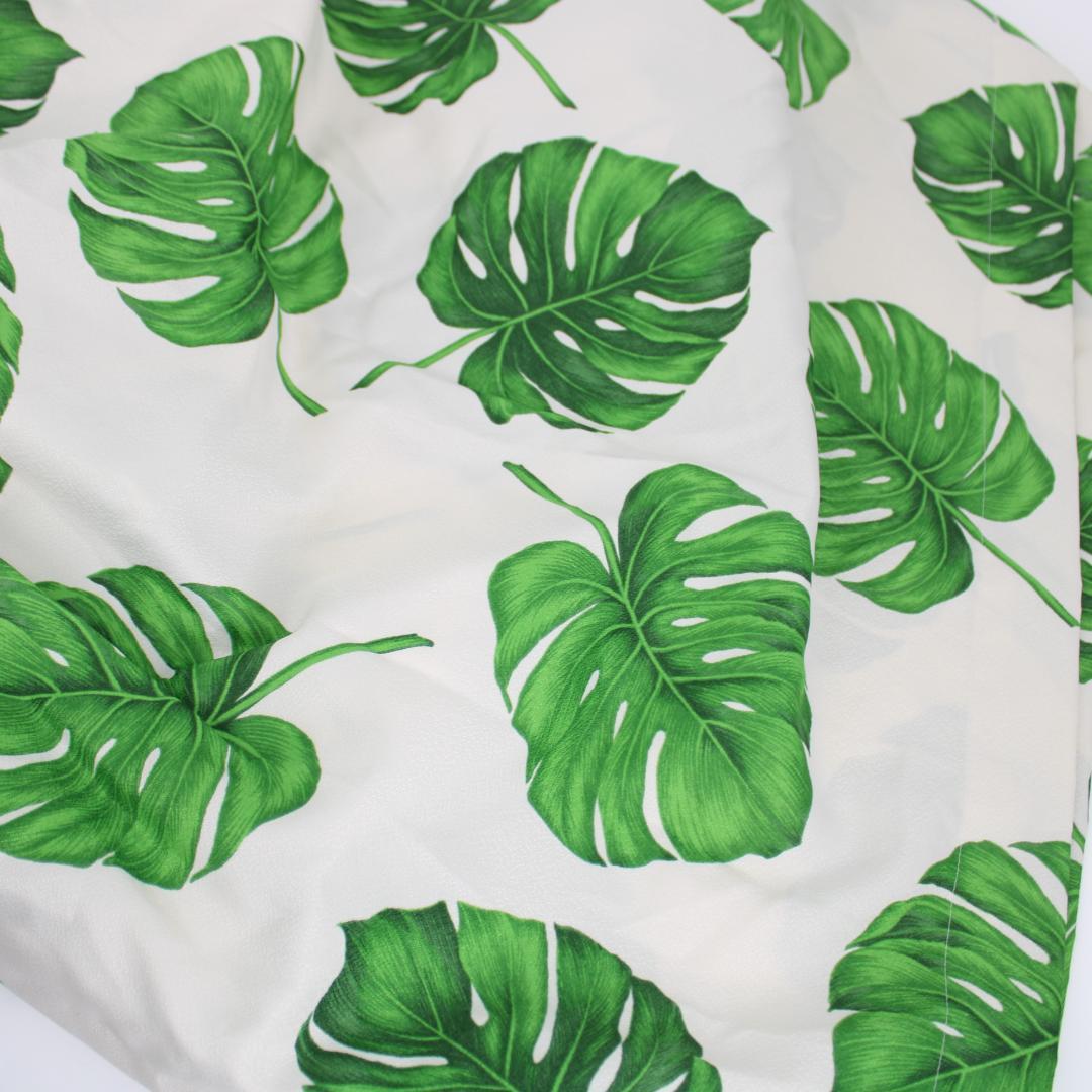 【フラダンス用衣装 美品】グリーン ホワイト モンステラ柄 ムームードレス