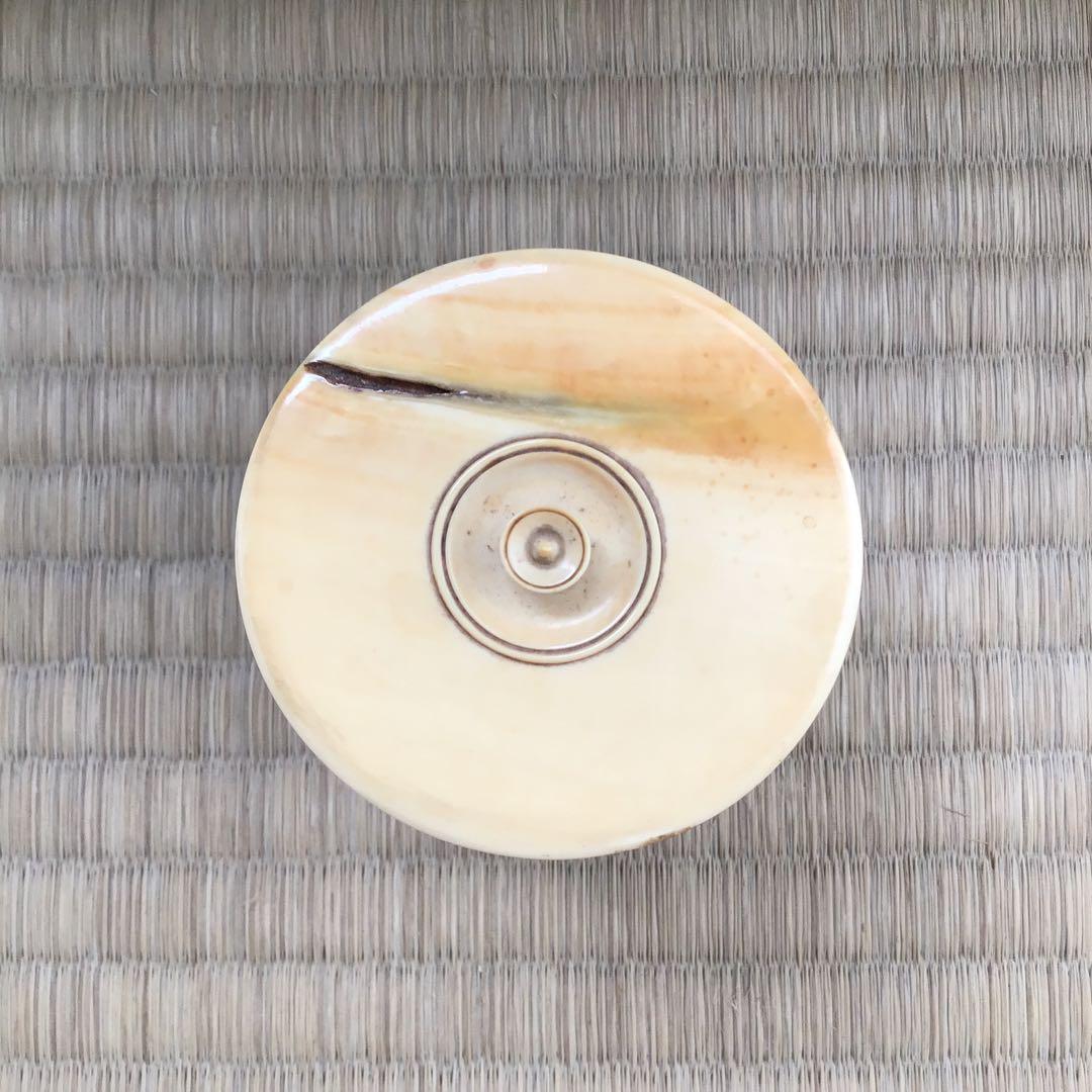 茶道具　古染付茶器　松竹梅絵　牙蓋添　仕覆二種付属　共箱　紙箱　S232CK