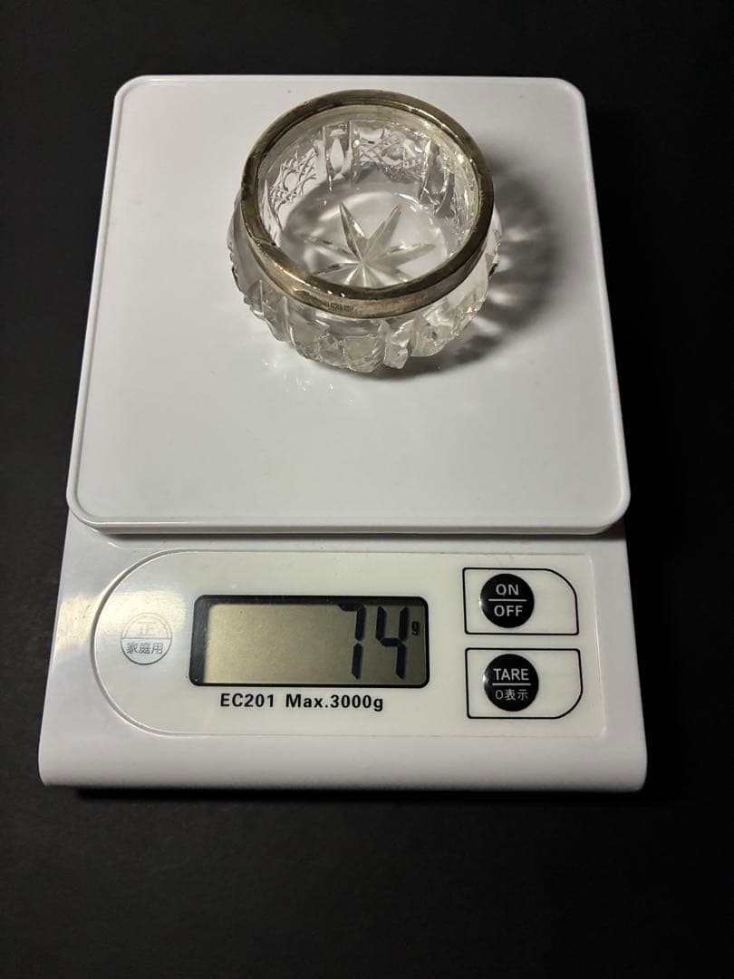 1936年 英国製 スターリングシルバー925 ソルトボウル 銀縁