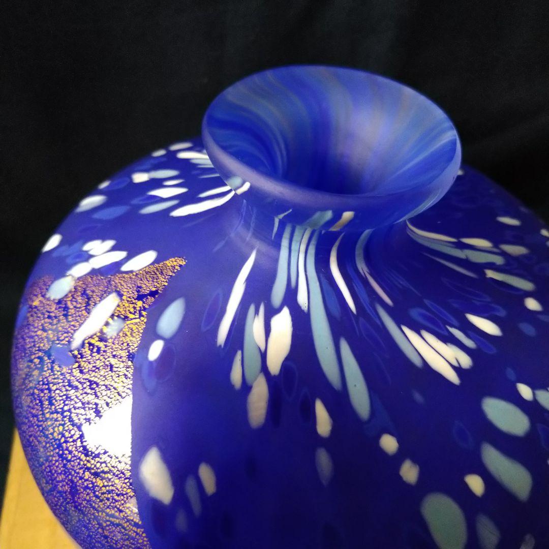 ✤文化勲章受章作家・藤田喬平作✤手吹『金彩花瓶』＊共箱入り