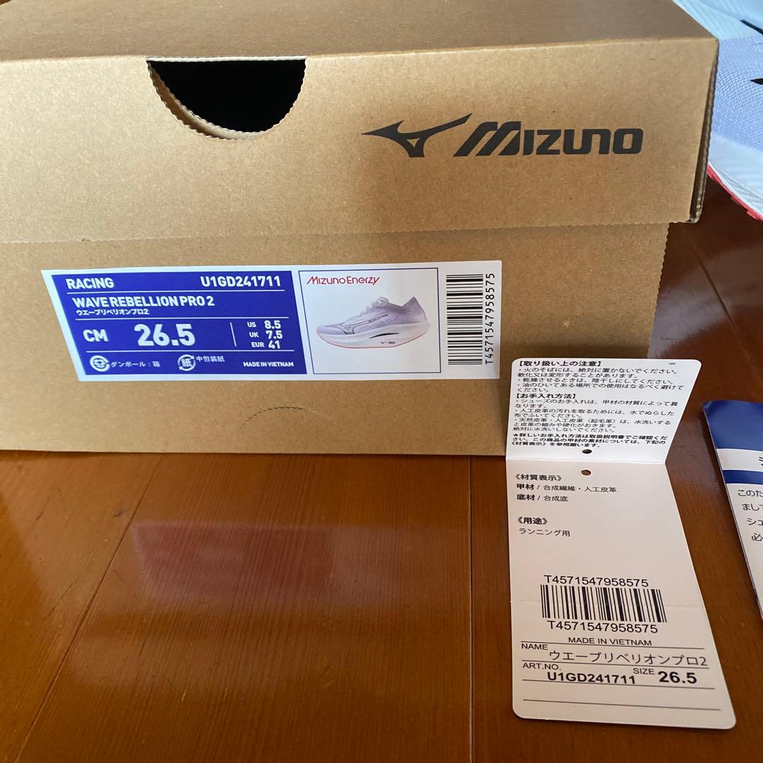Mizuno WAVE REBELLION PRO 2 26.5cmプレート入り