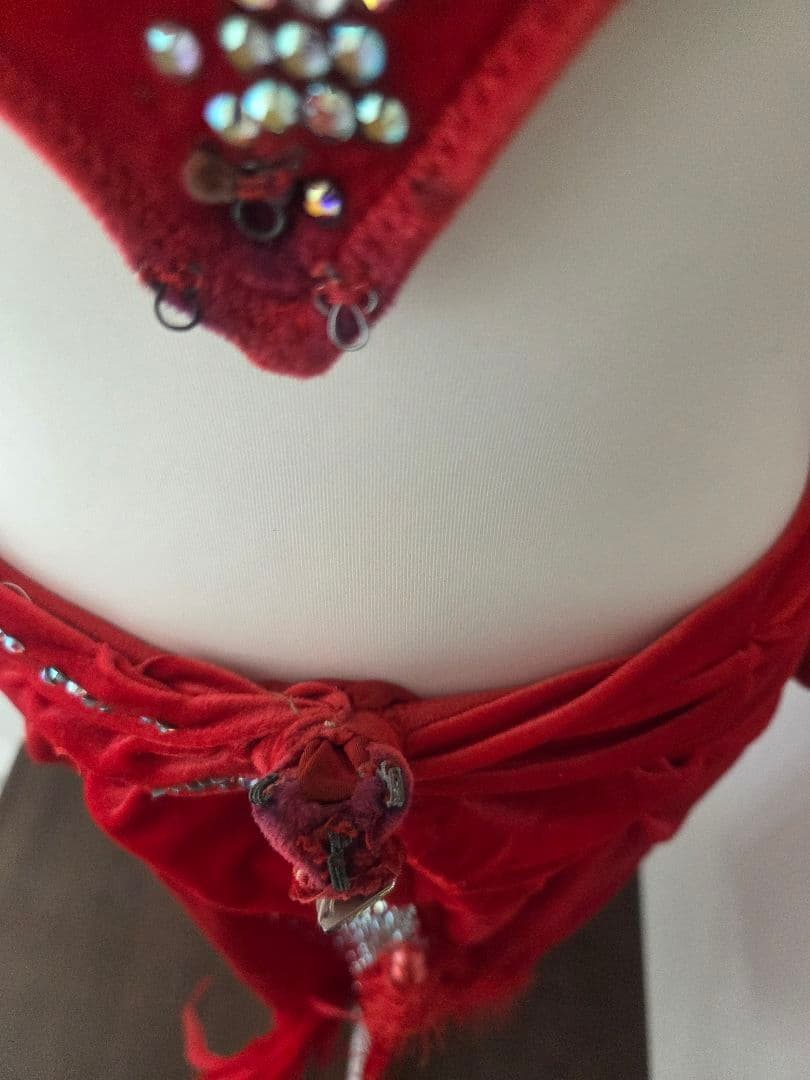 ラテンドレス 赤 黒 ツーウェイ 社交ダンス