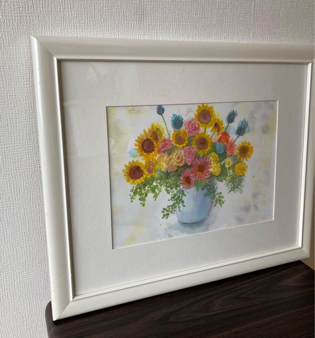 水彩画　「　華　」原画　額付