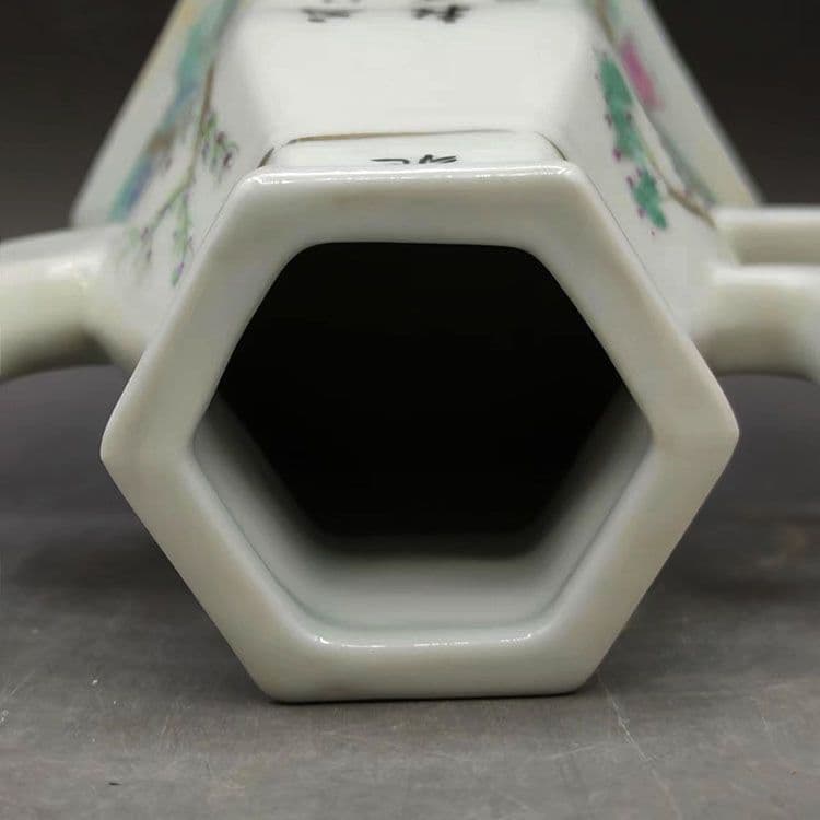 パステル仕女人物六方徳利 茶壺 景徳鎮 陶磁器 装飾品 現代工芸品 美術品 置物