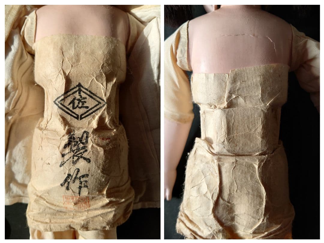 大正期　光龍斎　人毛張替え+修復　15号52cm お着物お任せ　お人形だけでも可