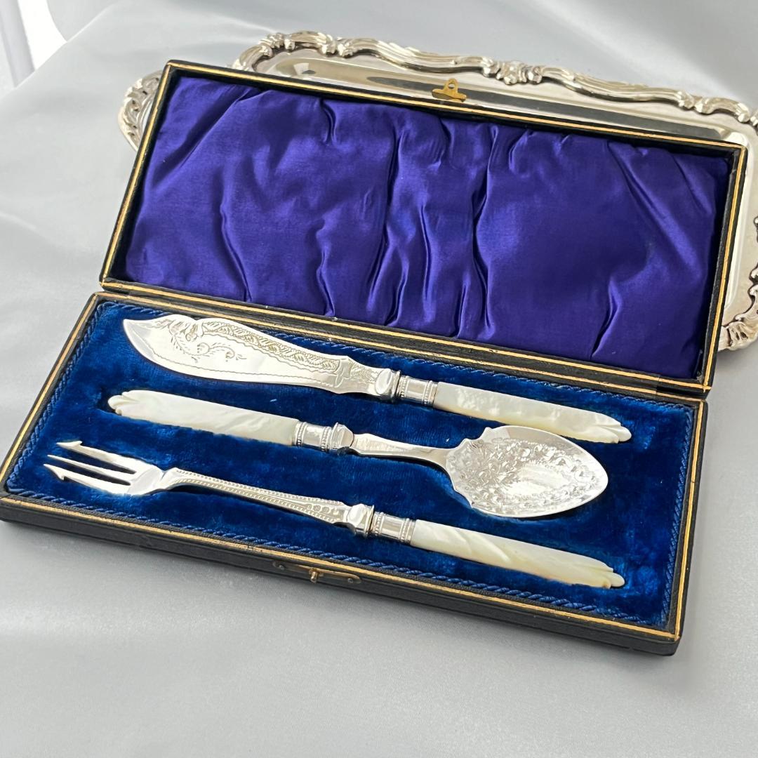 【英国】【白蝶貝】プレザーブスプーン / バターナイフ / ピクルスフォーク