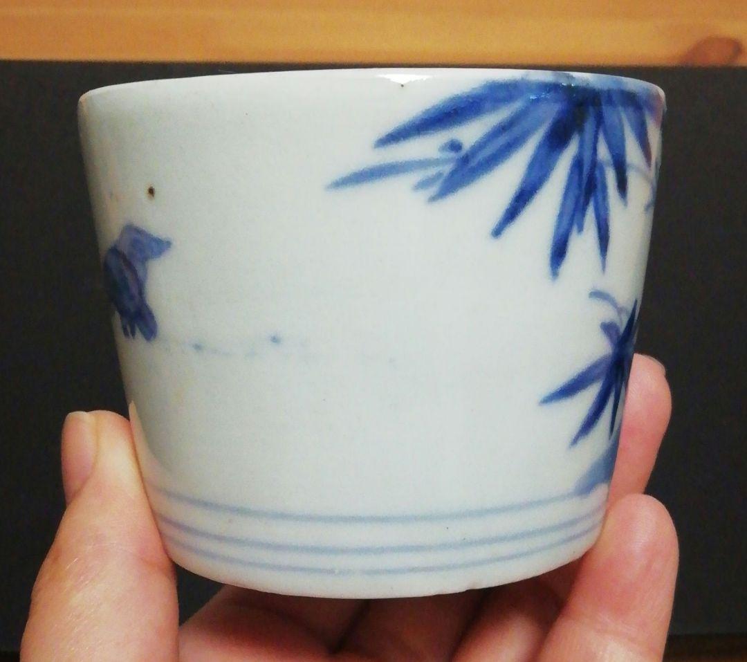 古伊万里　染付　蕎麦猪口　花図　四客　食器