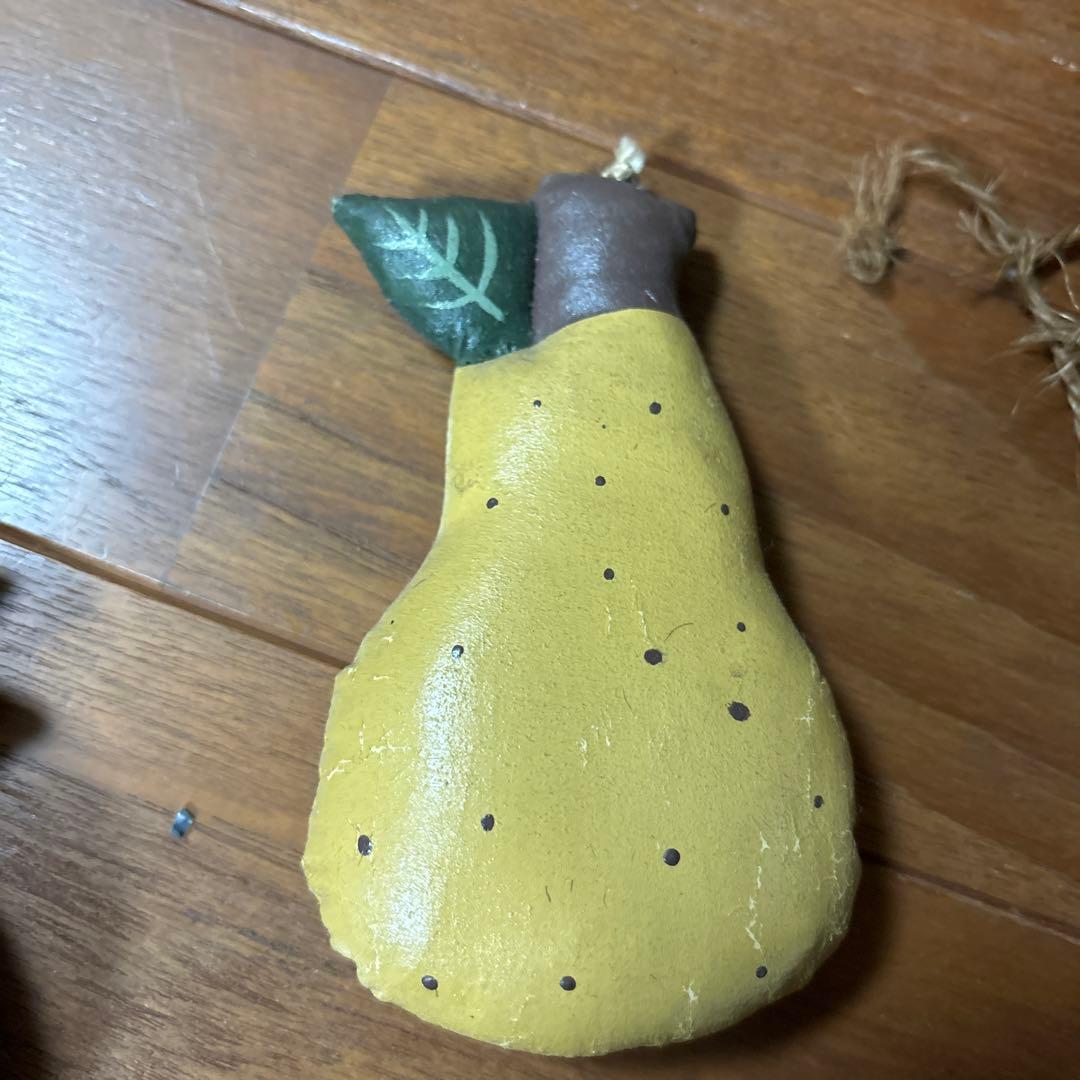 フルーツ型レザー風キーホルダー6個セット　アンティーク