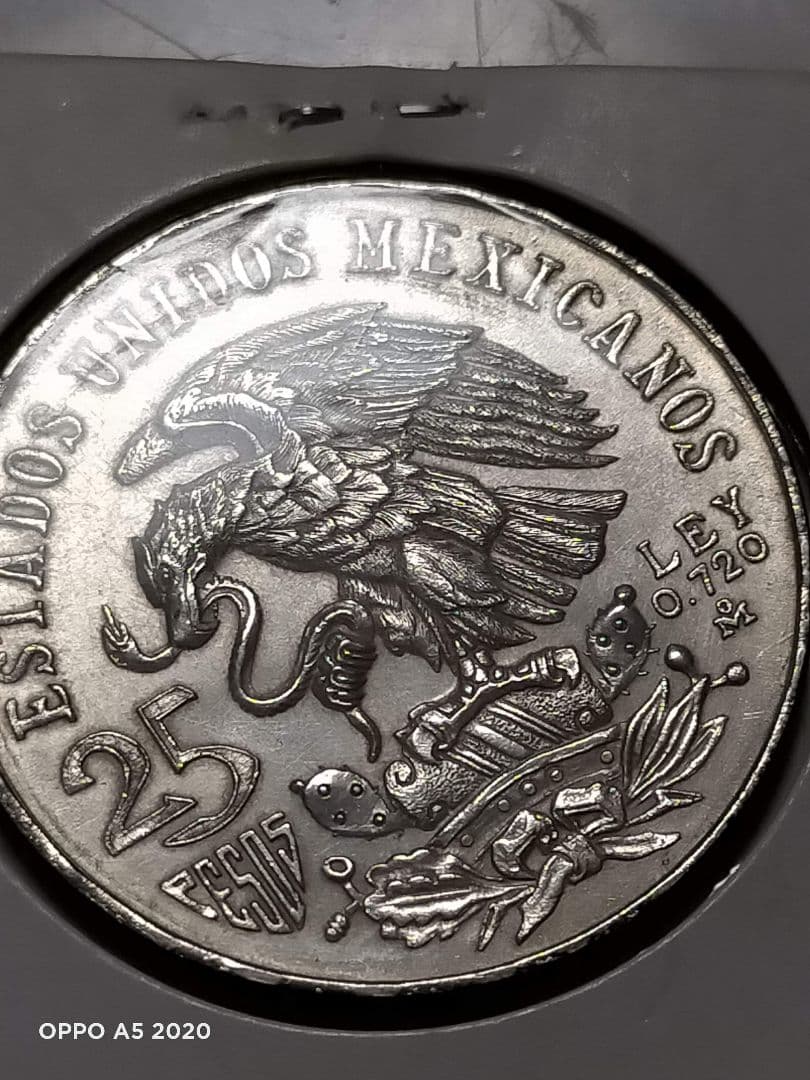 1968年メキシコオリンピック 記念硬貨銀貨、コンチョイーグル25ペソ銀貨。