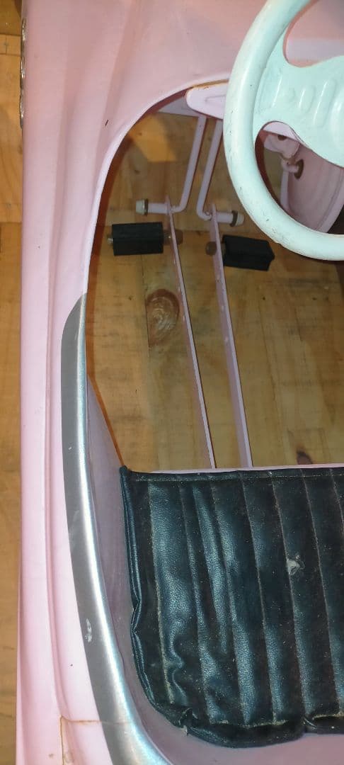 希少ブリキ 足こぎペダルカークラッシクカー旧車 ピンク SUPER SPORT