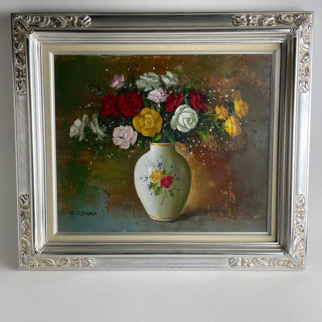 藤原英信 油彩 油絵 薔薇 バラ