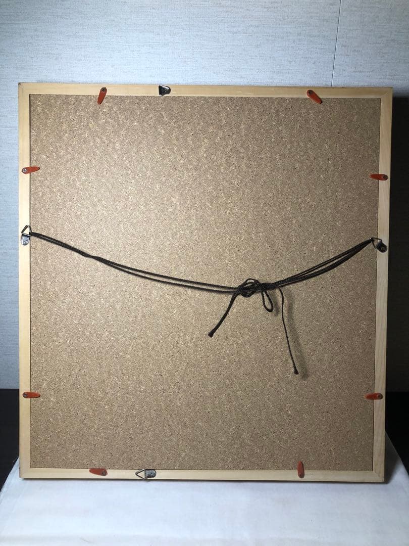 鴛鴦彫金板額飾。美品。秀鳳作。昭和-平成時代。精緻。自家藏出。