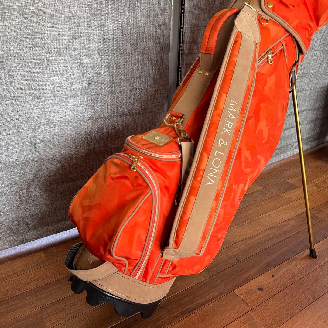 マークアンドロナ 迷彩 カモフラ ゴルフ キャディバッグ オレンジ