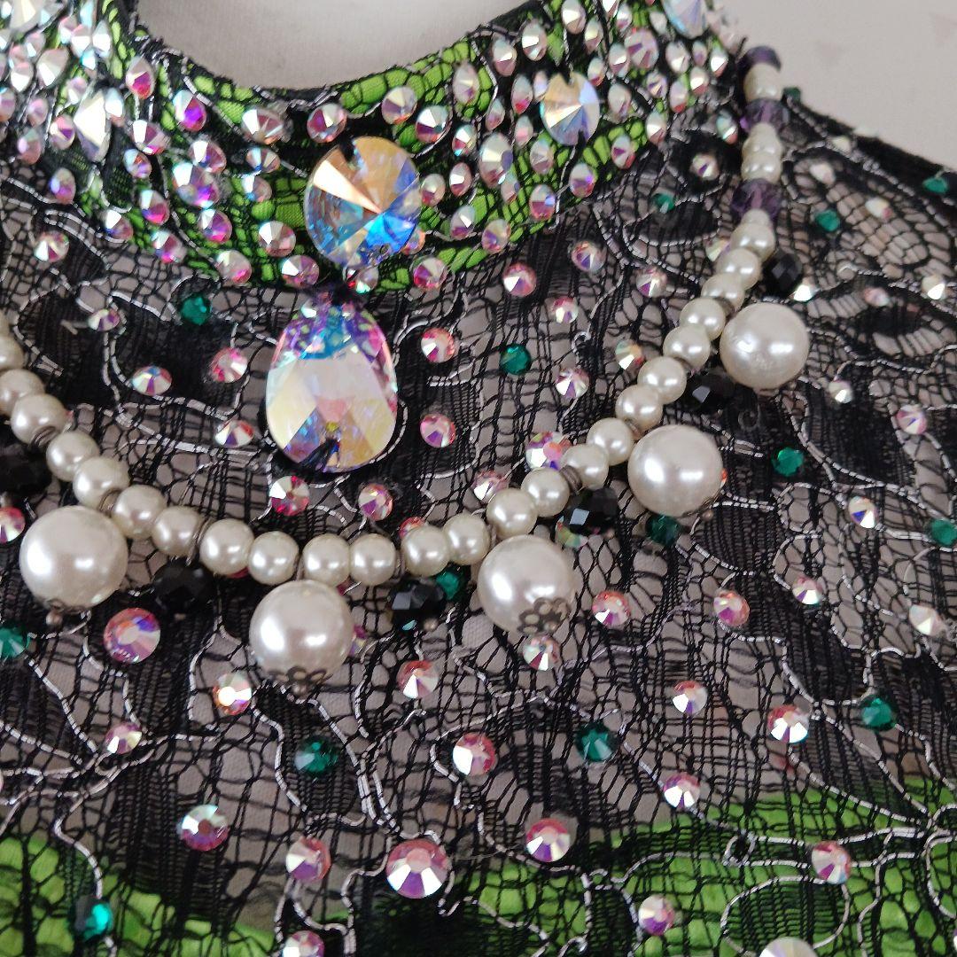 社交ダンス ドレス ネオンイエロー 黒