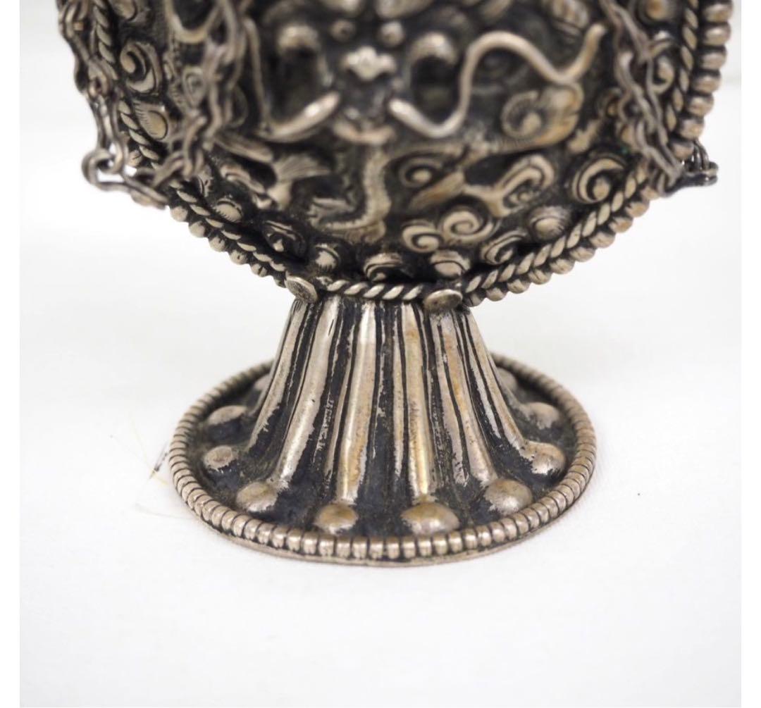 gang送料無料　時代唐物　細密龍文彫刻銀細工鼻煙壷　中国古玩