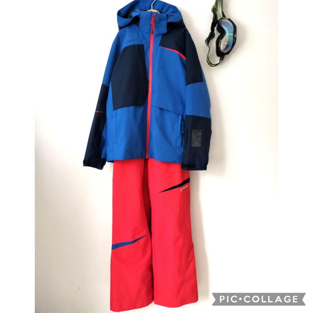極美品 PHENIX フェニックス スキーウェア 上下 160 青×赤 ジュニア