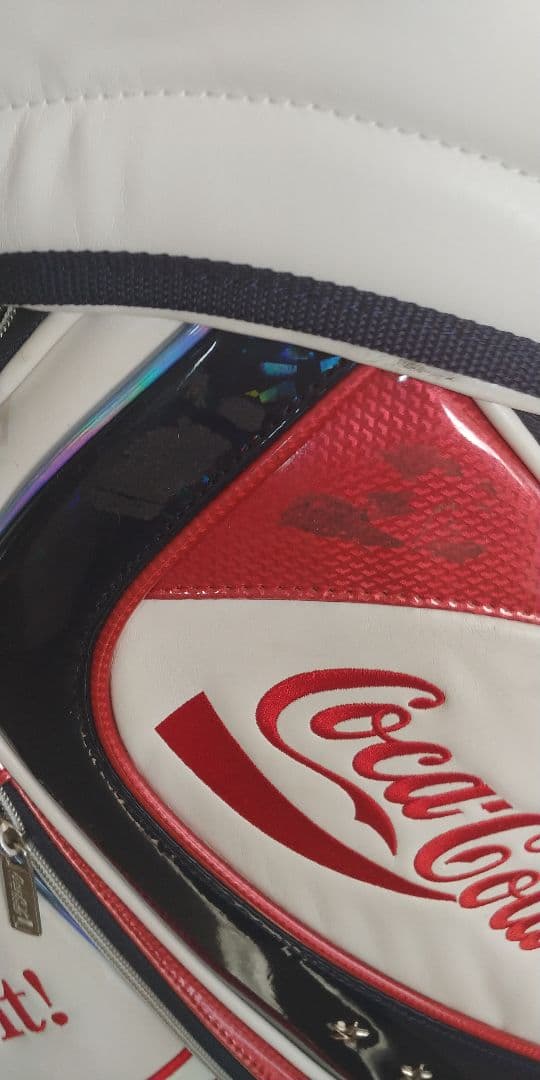 Coca-Cola キャディバッグ ホワイト/レッド/ブルー　ヘッドカバーつき