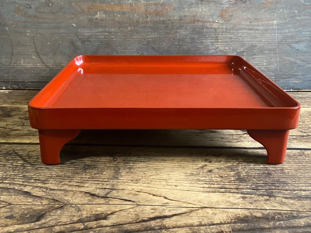 能登蔵出し 輪島塗 朱漆塗 脚付四方膳 二客セット｜能登の手仕事｜漆器膳 正月