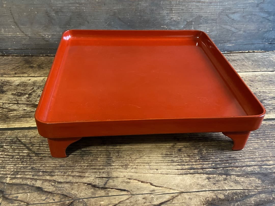 能登蔵出し 輪島塗 朱漆塗 脚付四方膳 二客セット｜能登の手仕事｜漆器膳 正月