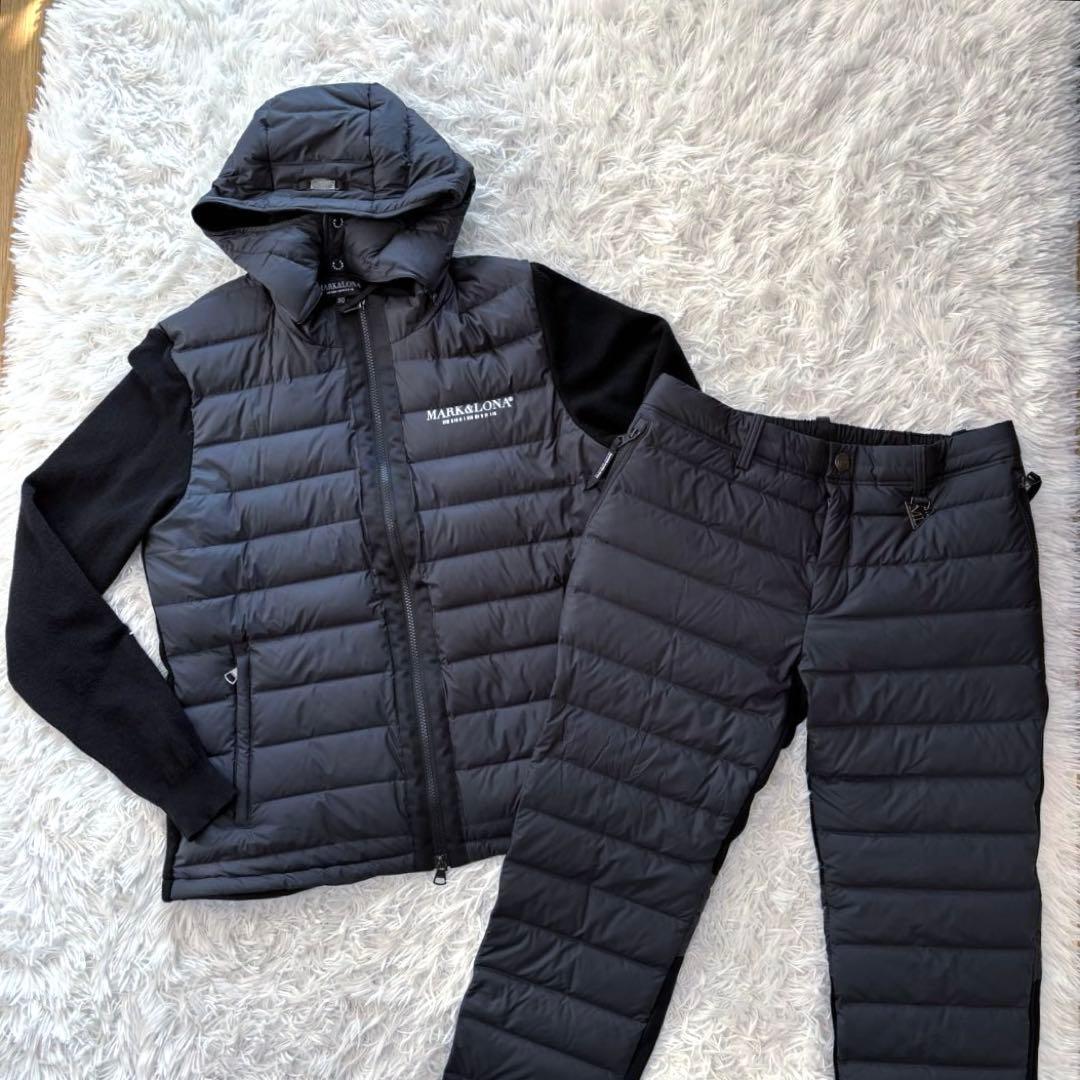 美品 マークアンドロナ セットアップ ダウン ブルゾン パンツ ブラック