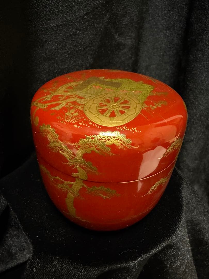 岡田紫峰作棗無垢 茶入れ 茶道具 直径6.5cm×高6.5cm