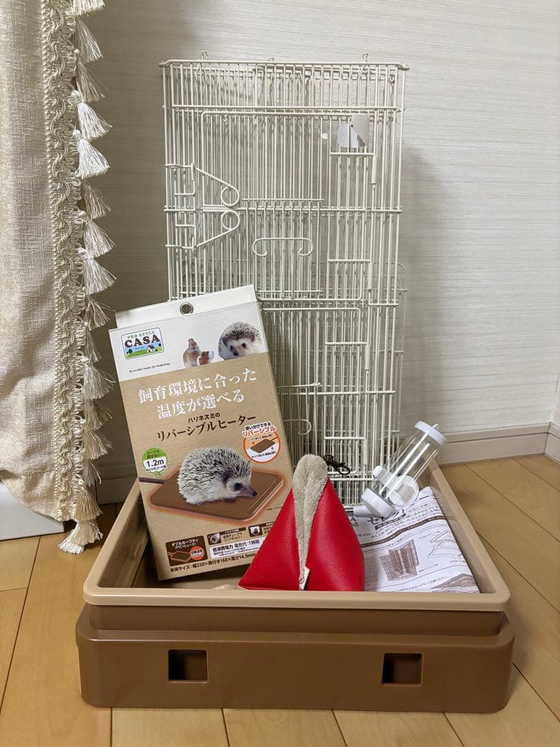 新品未使用ももんがモモンガ用ゲージ・ヒーター・給水ボトル・テトラポーチ4点セット