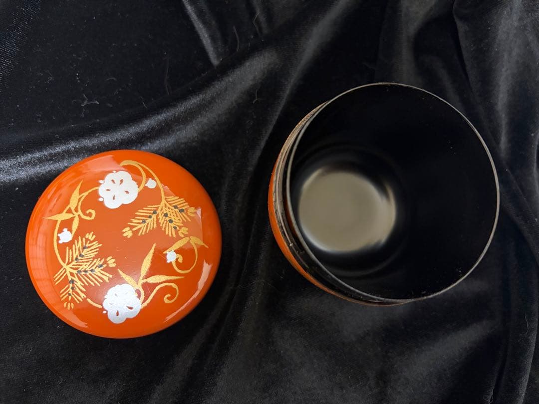 棗 無垢 なつめ 茶入れ 茶道具 茶筒花七宝蒔絵輪島塗直径6cm×高6.5cm