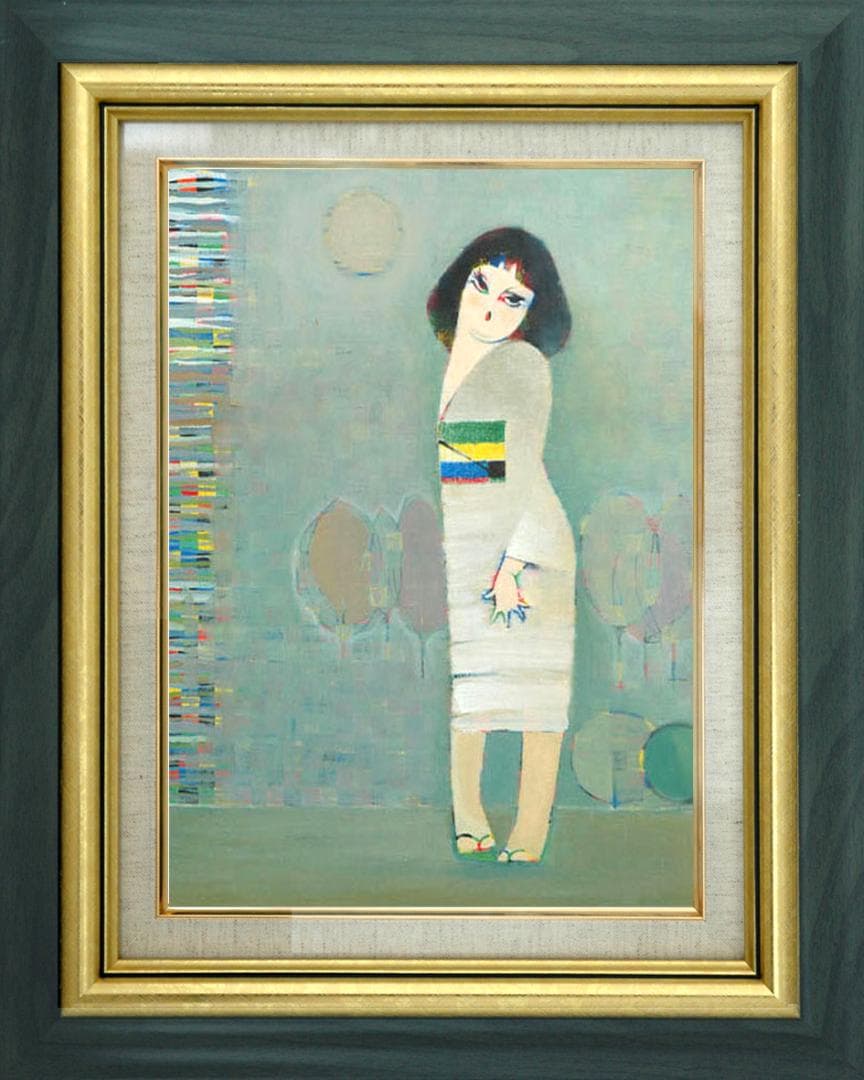 油絵 絵 絵画 インテリア 額付(白) F6-050113 人物 女性像