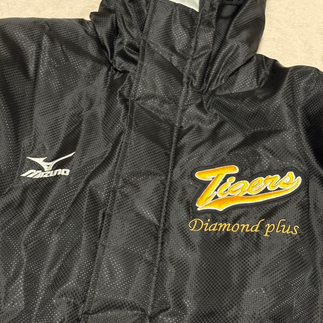 美品　ミズノ　ベンチコート　阪神ダイガースロゴ刺繍　黒　L