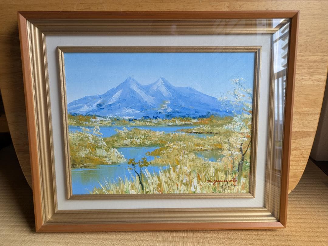 山本雅勝　筑後桜川　真作　油絵　6号