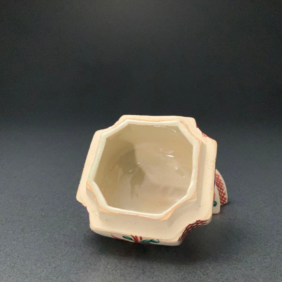 香合　赤絵呉須香合　瑞山　花鳥　共箱　R1232ダW