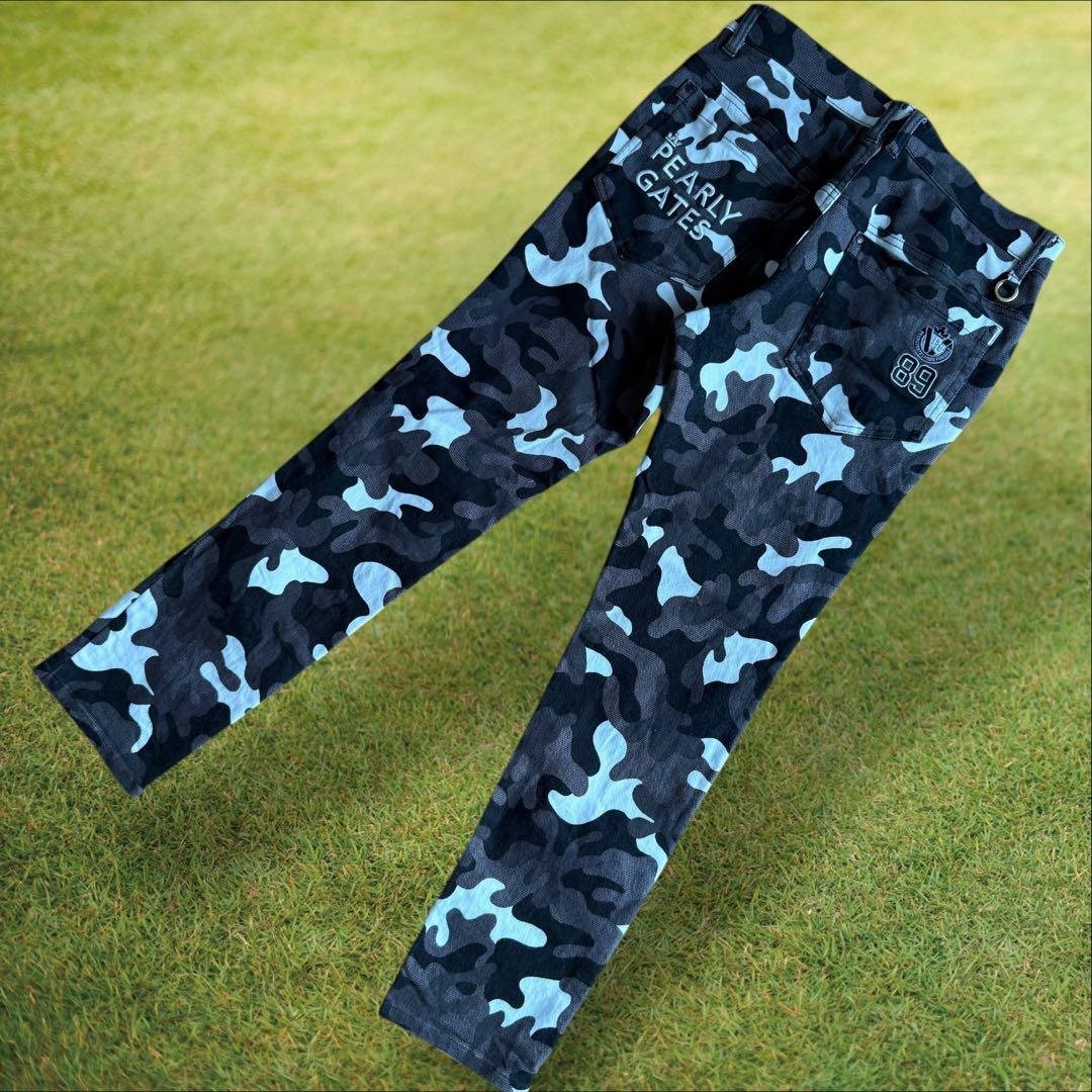 パーリーゲイツ　パンツ　迷彩　S〜M相当　白　黒　グレー　コットン素材　3