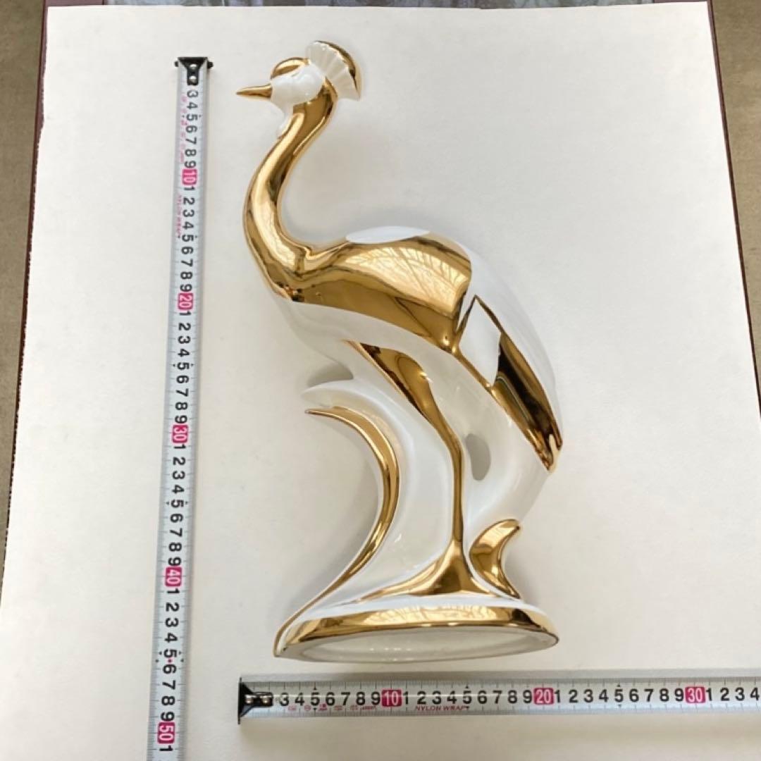 AHURA⁇ 鳥 置物 オブジェ ゴールド 金彩 白磁 陶磁器 レトロ