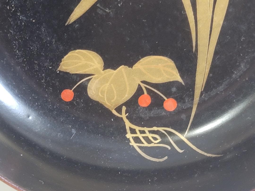 草花蒔絵 小皿 16枚 時代物 DT324