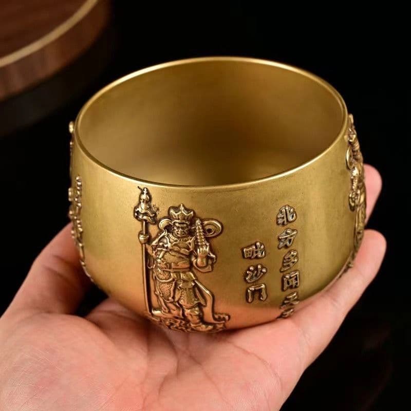 銅器 四天王招財聚宝盆 仏鉢 供養 法器 供盤 装飾品 工芸品 置物