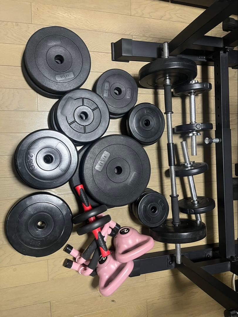 バーベルラック（パワーラック）ウエイト道具一式説明書付き