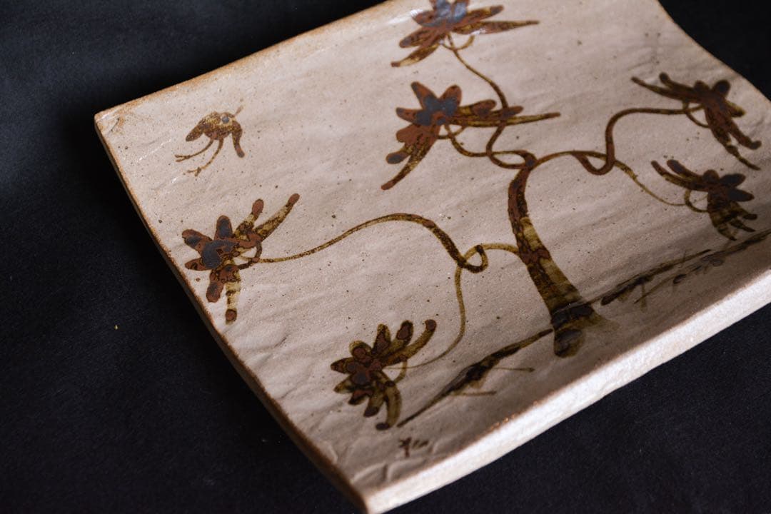 【十三代中里太郎右衛門】本人作 絵唐津大皿　角皿　陶額