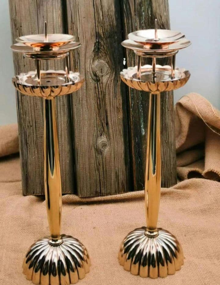 【修縁堂】精密金属彫り オレンジランプ 1対 仏具の製造 密教法器