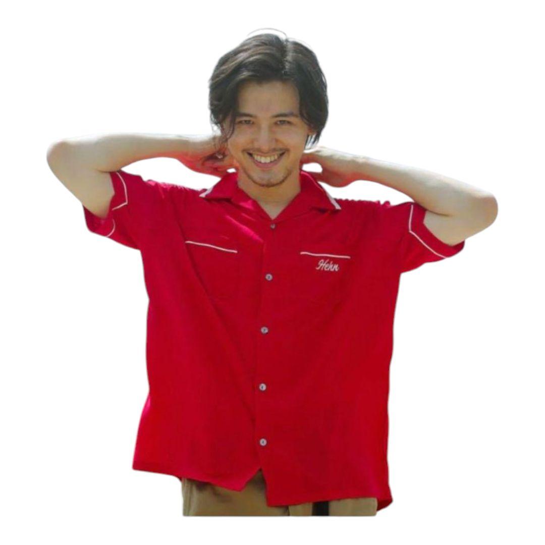 藤井風 ボウリングシャツ 半袖 ヘンレコ ユニフォーム 赤 L
