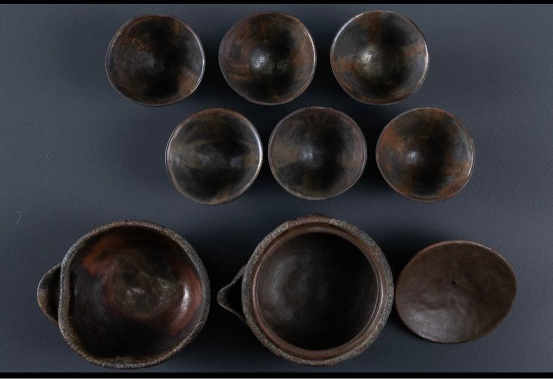 H*i様 備前焼　小西陶古　茶具　陶器　湯呑み６個　湯冷まし　急須　セット　龍