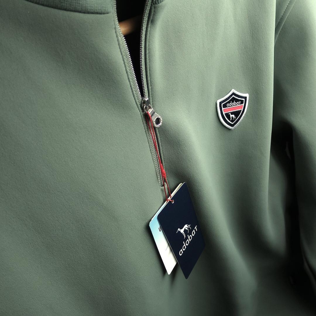 adabat 日本製 せとはるコラボ ハーフジッププルオーバー カーキ S