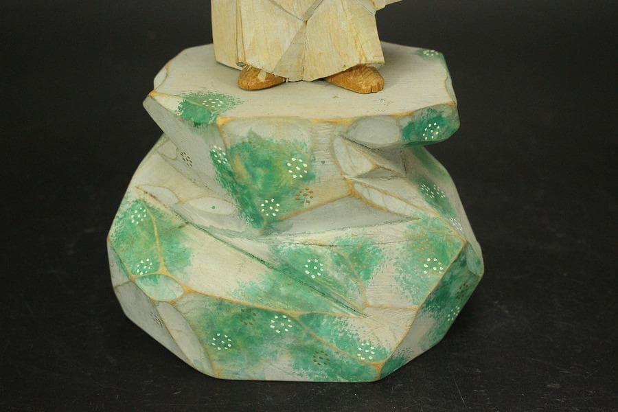 仏教美術 彩色 観音菩薩像 木彫(A705)