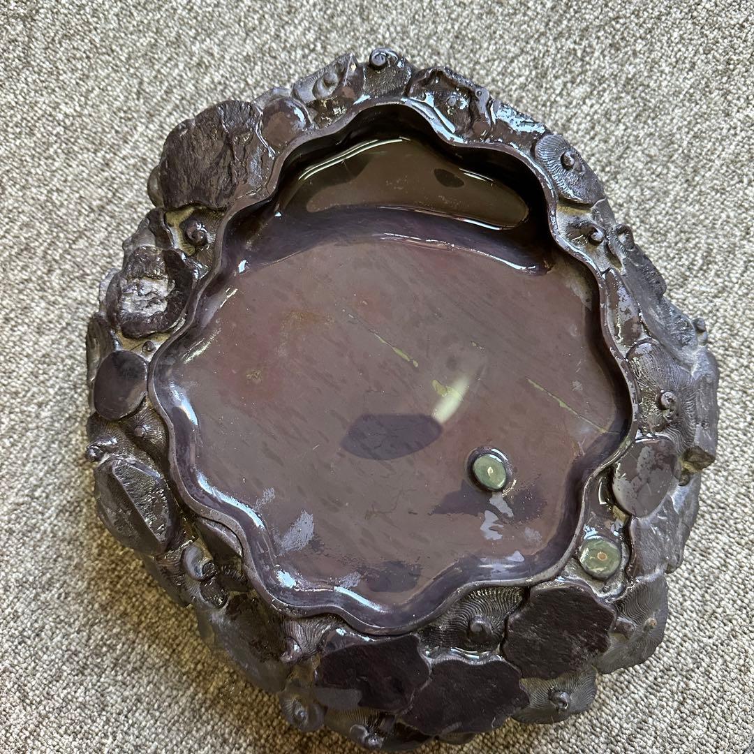 M1080S 大型 大硯 硯石　端渓◆28×27㎝重さ7.9kg唐物 眼 蓮花